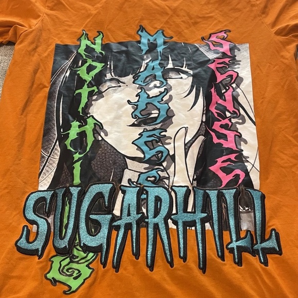 Sugarhill From Hell It Came Men’s Anime Manga T-shirt Orange S embroidered - Picture 2 of 6